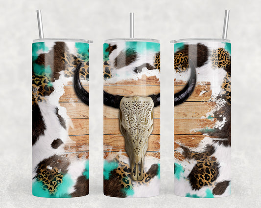 Printed Cowhide Skull 20oz Skinny Tumbler - 1857