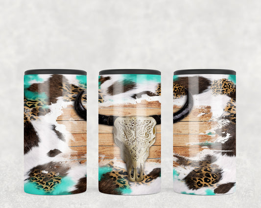 Printed Cowhide Skull 5-in-1 Can Hugger Tumbler - 1857