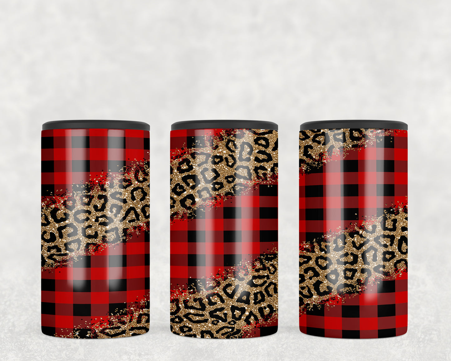 Leopard Print Plaid 5-in-1 Can Hugger Tumbler - 1861