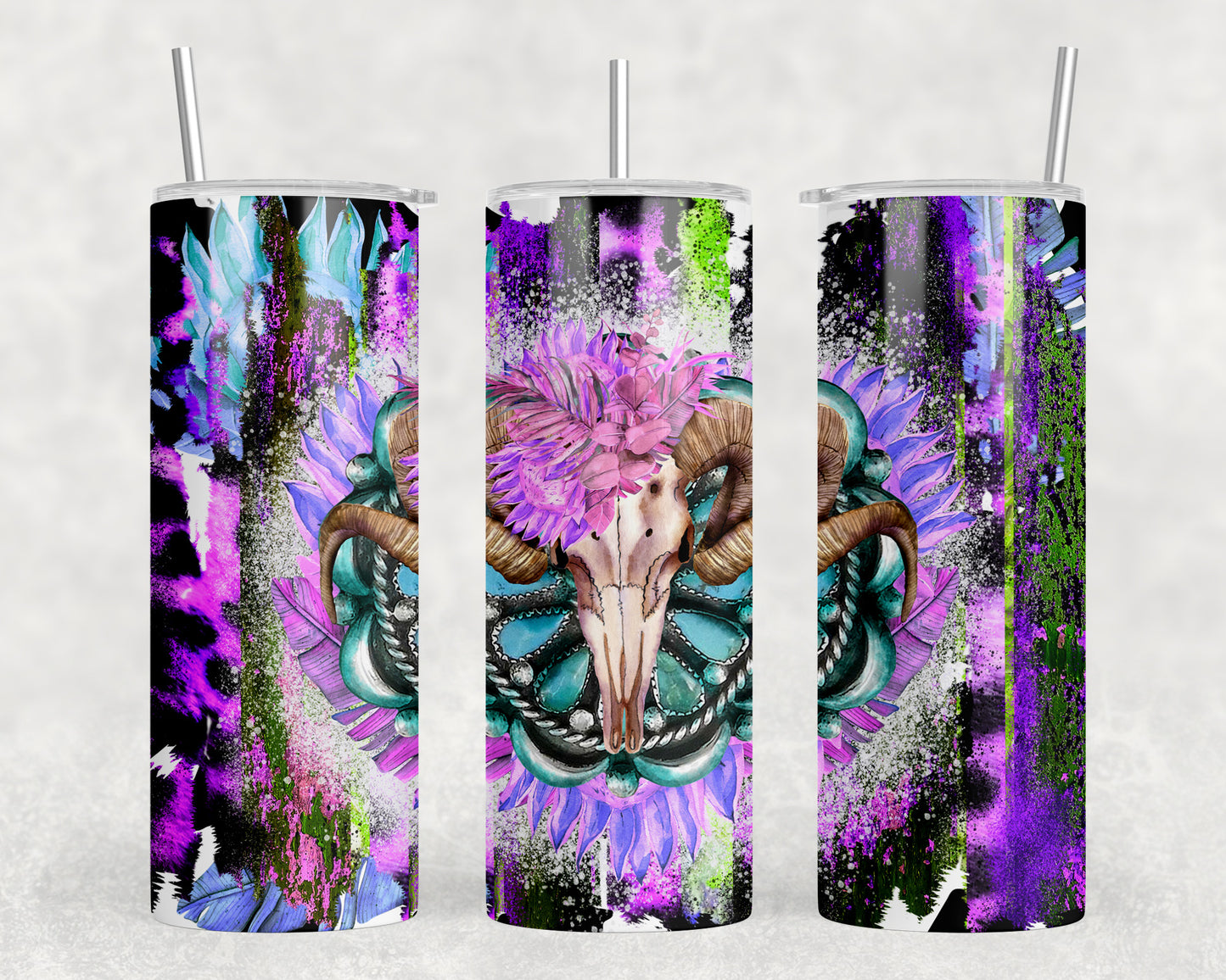 Neon Skull 20oz Skinny Tumbler - 1862