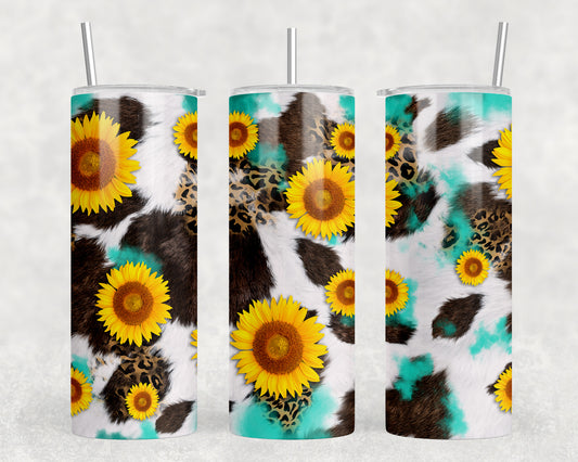 Printed Cowhide Sunflowers 20oz Skinny Tumbler - 1873