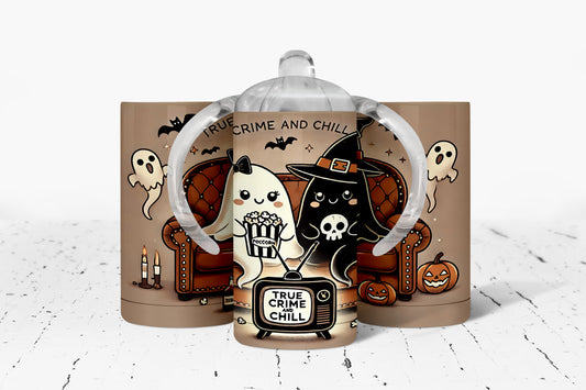 Cute Ghosts Halloween True Crime Kids Dual Lid Sippy Cup Tumbler - 188