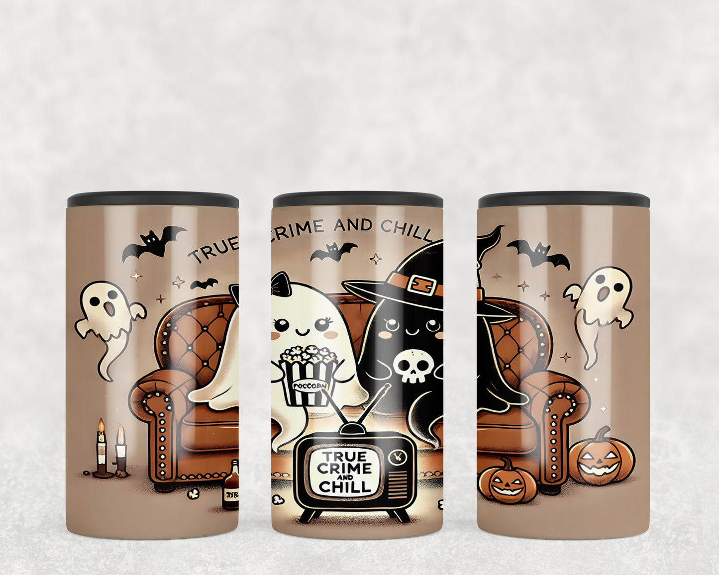 Cute Ghosts Halloween True Crime 5-in-1 Can Hugger Tumbler - 188