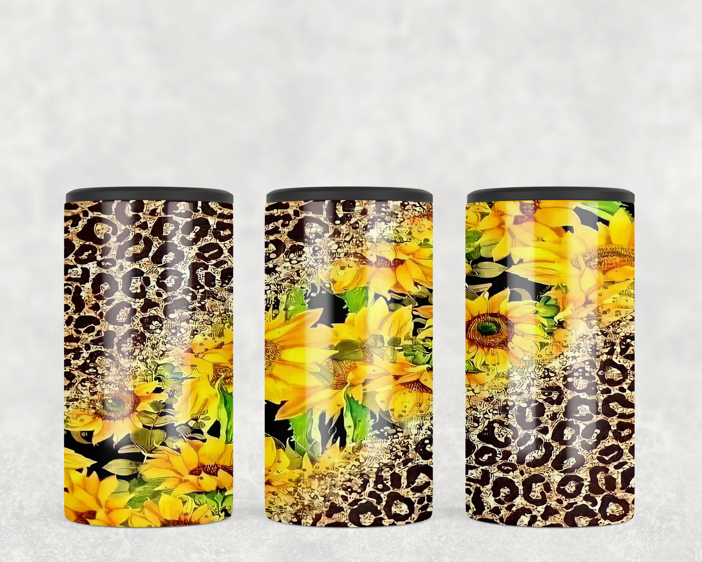 Leopard Print Sunflower 5-in-1 Can Hugger Tumbler - 1890