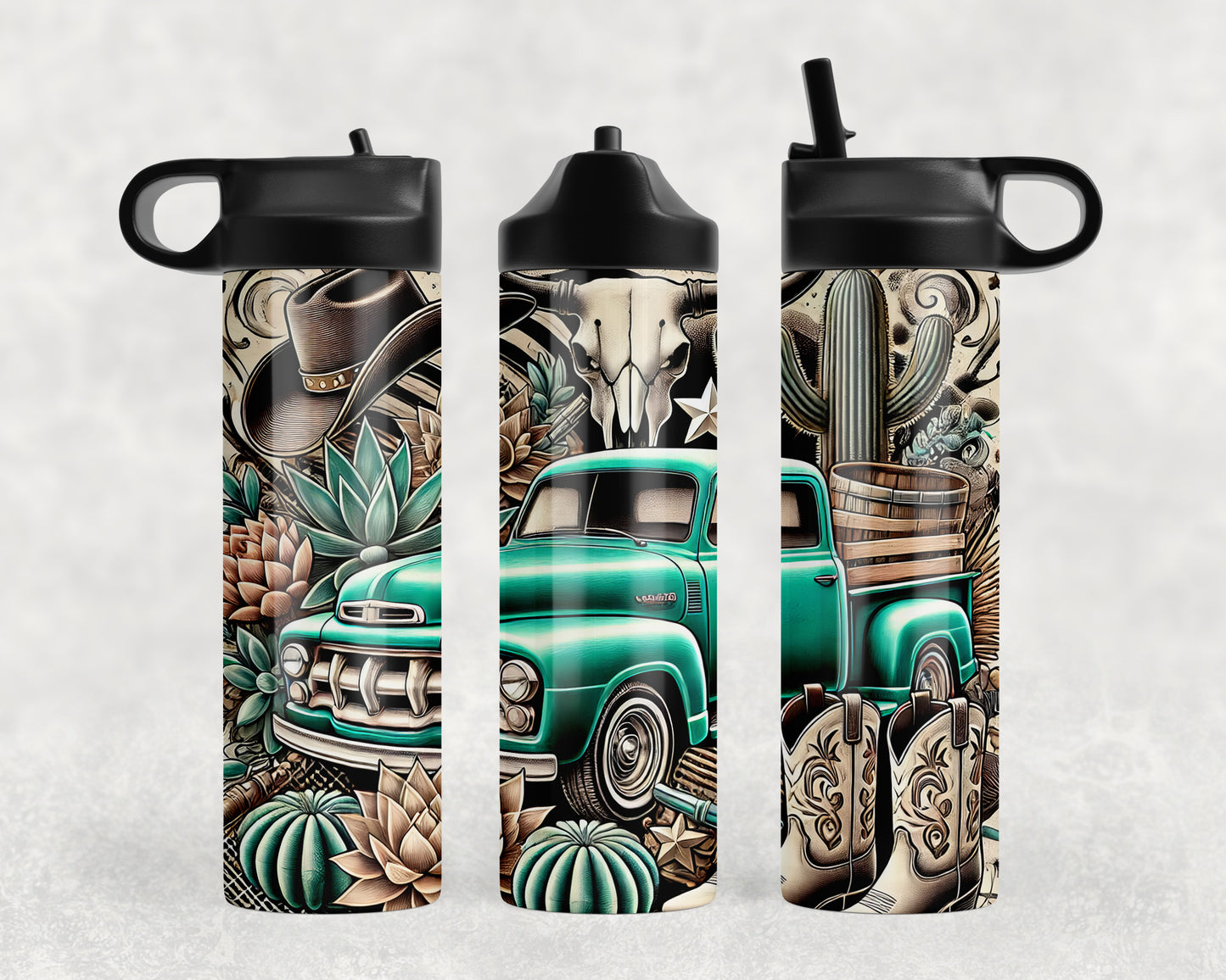 Western Truck Mashup Water Bottle - 189