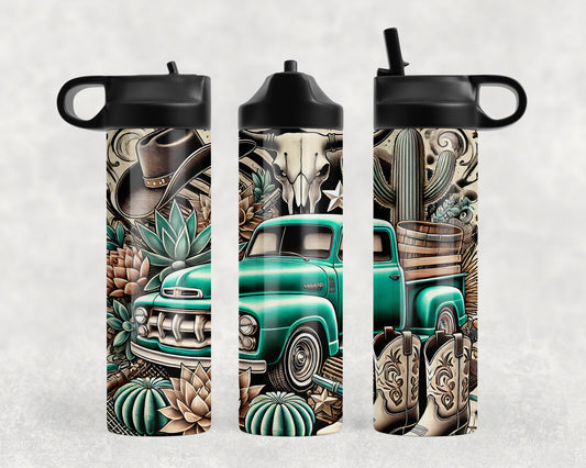 Western Truck Mashup Water Bottle - 189