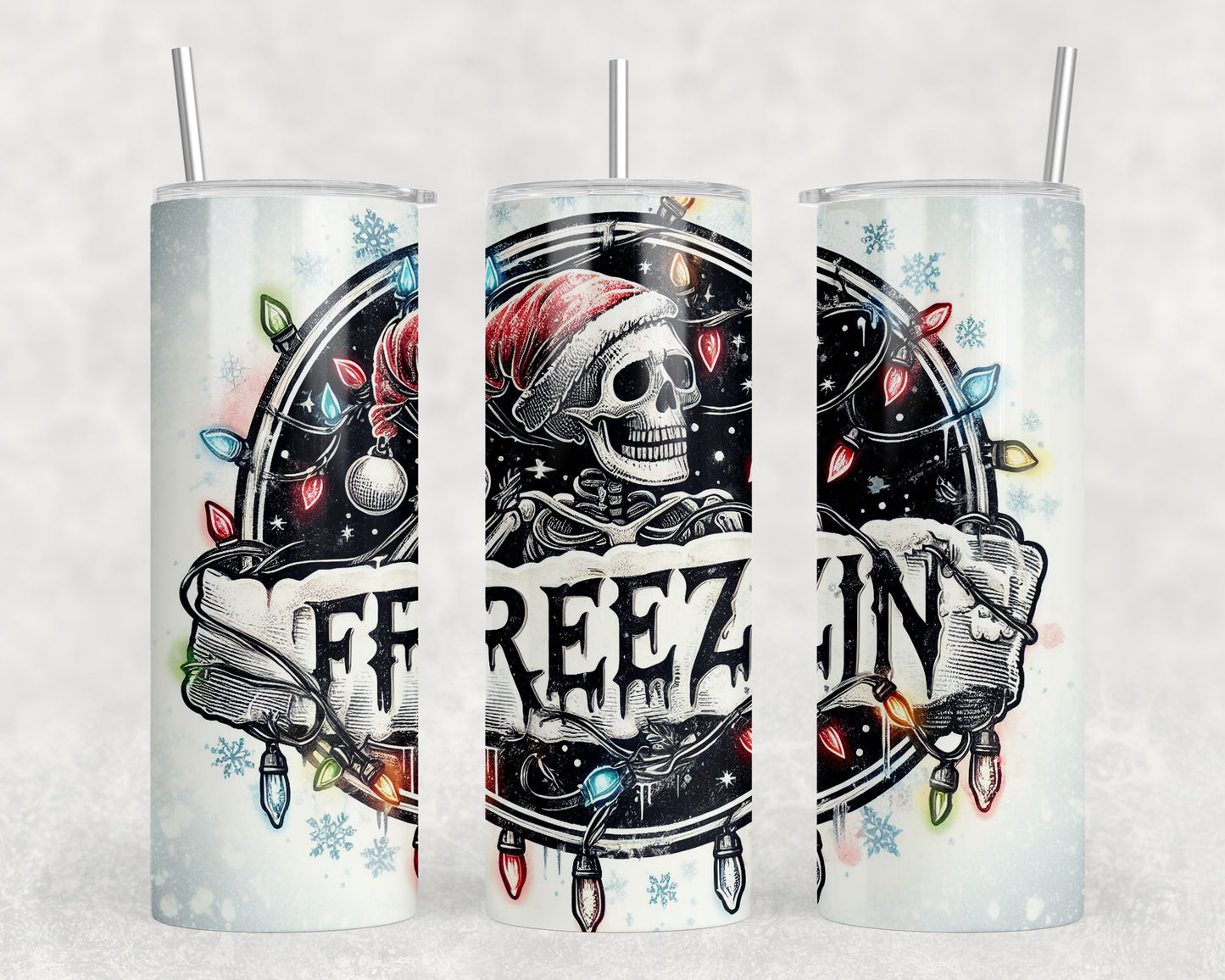 Funny Christmas Winter Freezin 20oz Skinny Tumbler - 1902