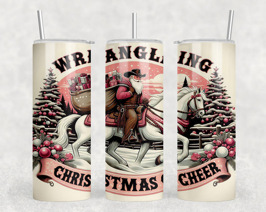 Western Christmas Cowboy Santa 20oz Skinny Tumbler - 190