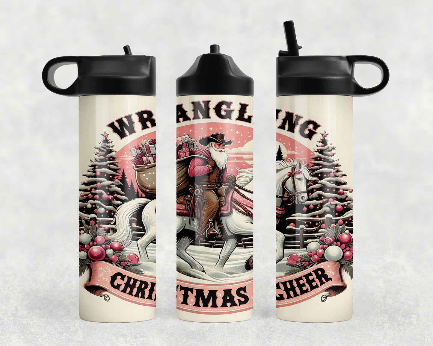 Western Christmas Cowboy Santa Water Bottle - 190