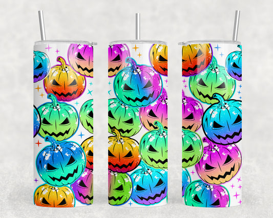 Halloween Neon Pumpkins 20oz Skinny Tumbler - 1912