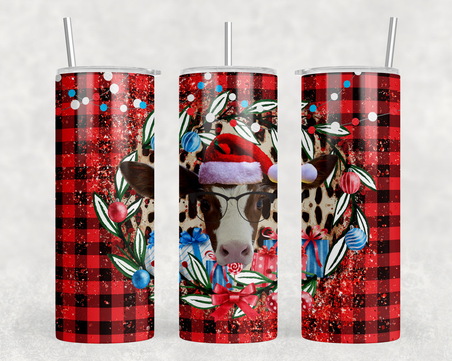 Christmas Cow 20oz Skinny Tumbler - 1926