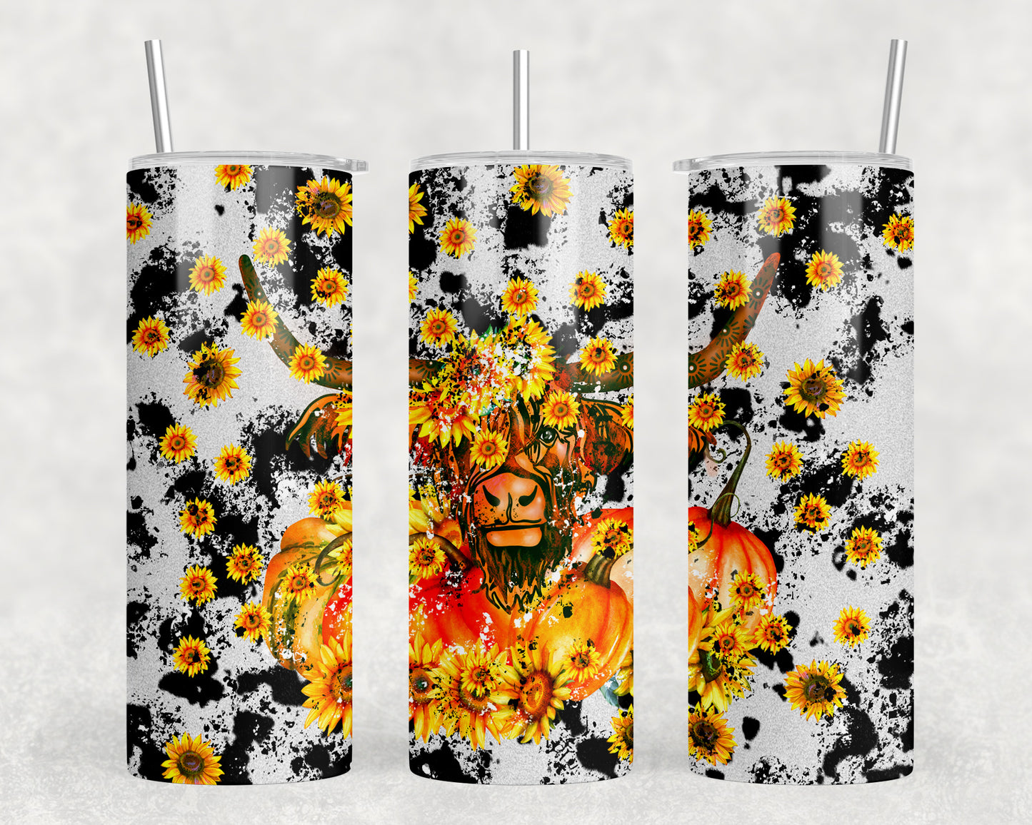 Fall Pumpkin Cow 20oz Skinny Tumbler - 1936