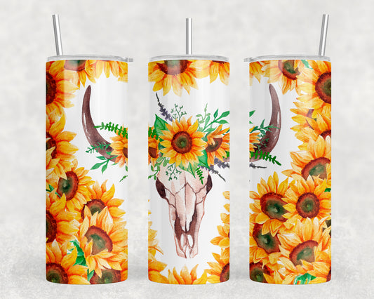 Sunflower Skull 20oz Skinny Tumbler - 1951