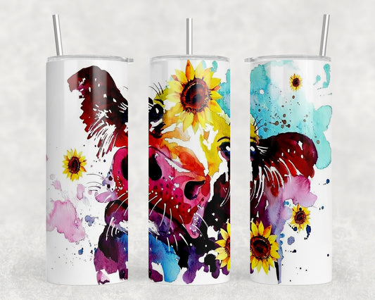 Watercolor Cow 20oz Skinny Tumbler - 1958