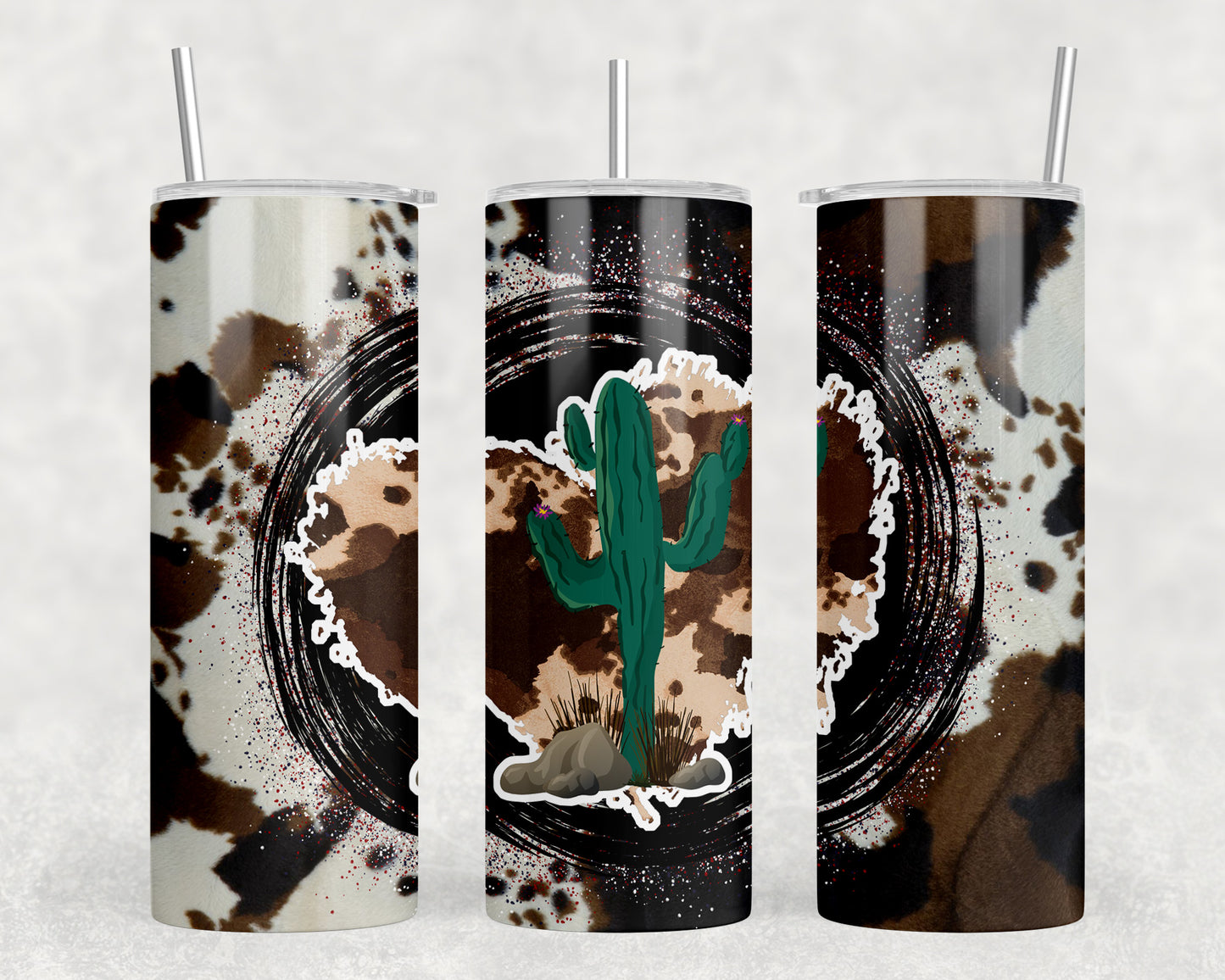 Printed Cowhide Cactus Heart 20oz Skinny Tumbler - 1968