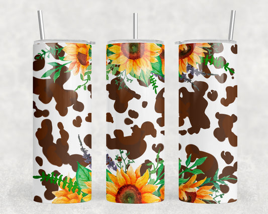 Cow Print Sunflowers 20oz Skinny Tumbler - 1978