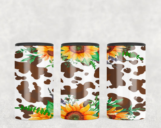 Cow Print Sunflowers 5-in-1 Can Hugger Tumbler - 1978