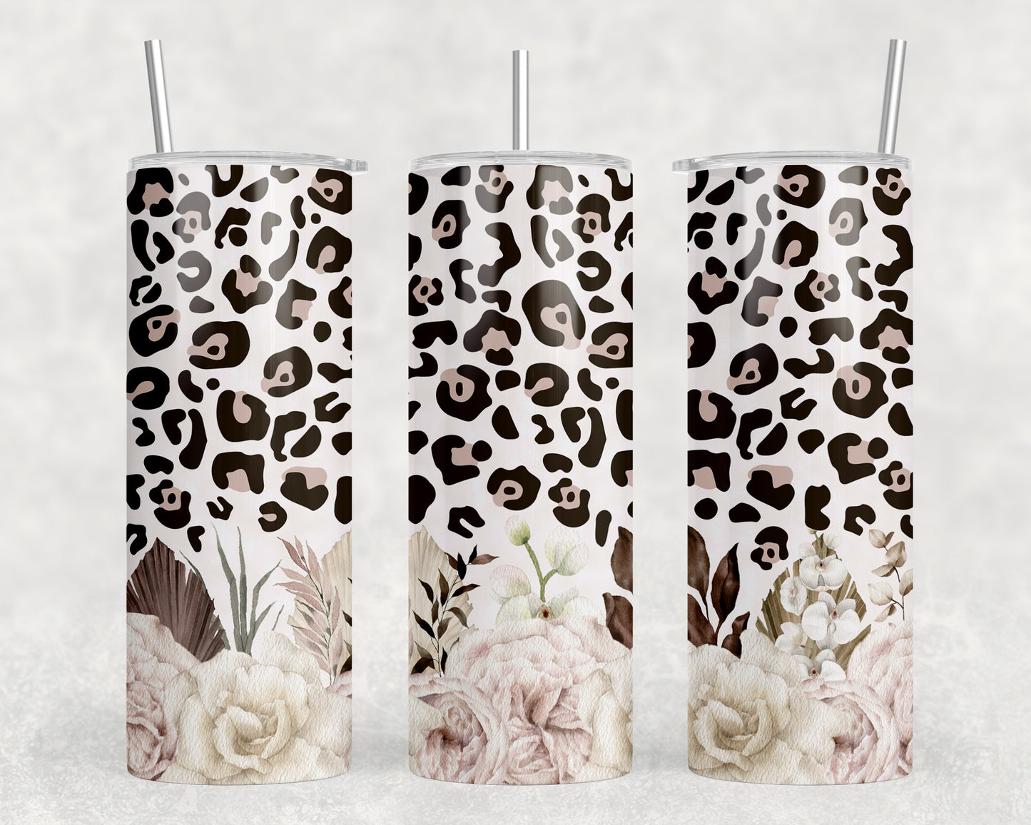 Leopard Print Flowers 20oz Skinny Tumbler - 1983