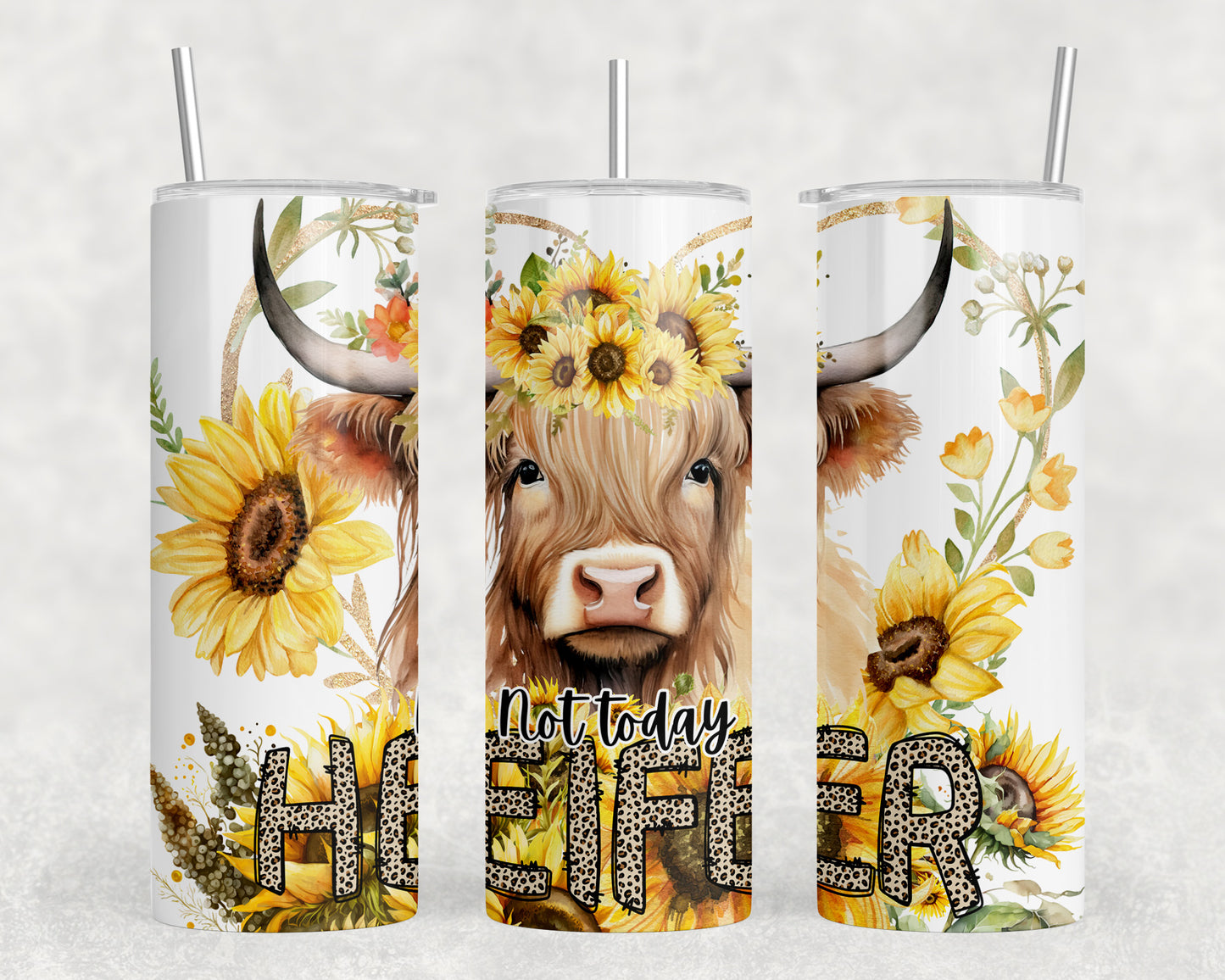 Not Today Heifer Cow 20oz Skinny Tumbler - 2054