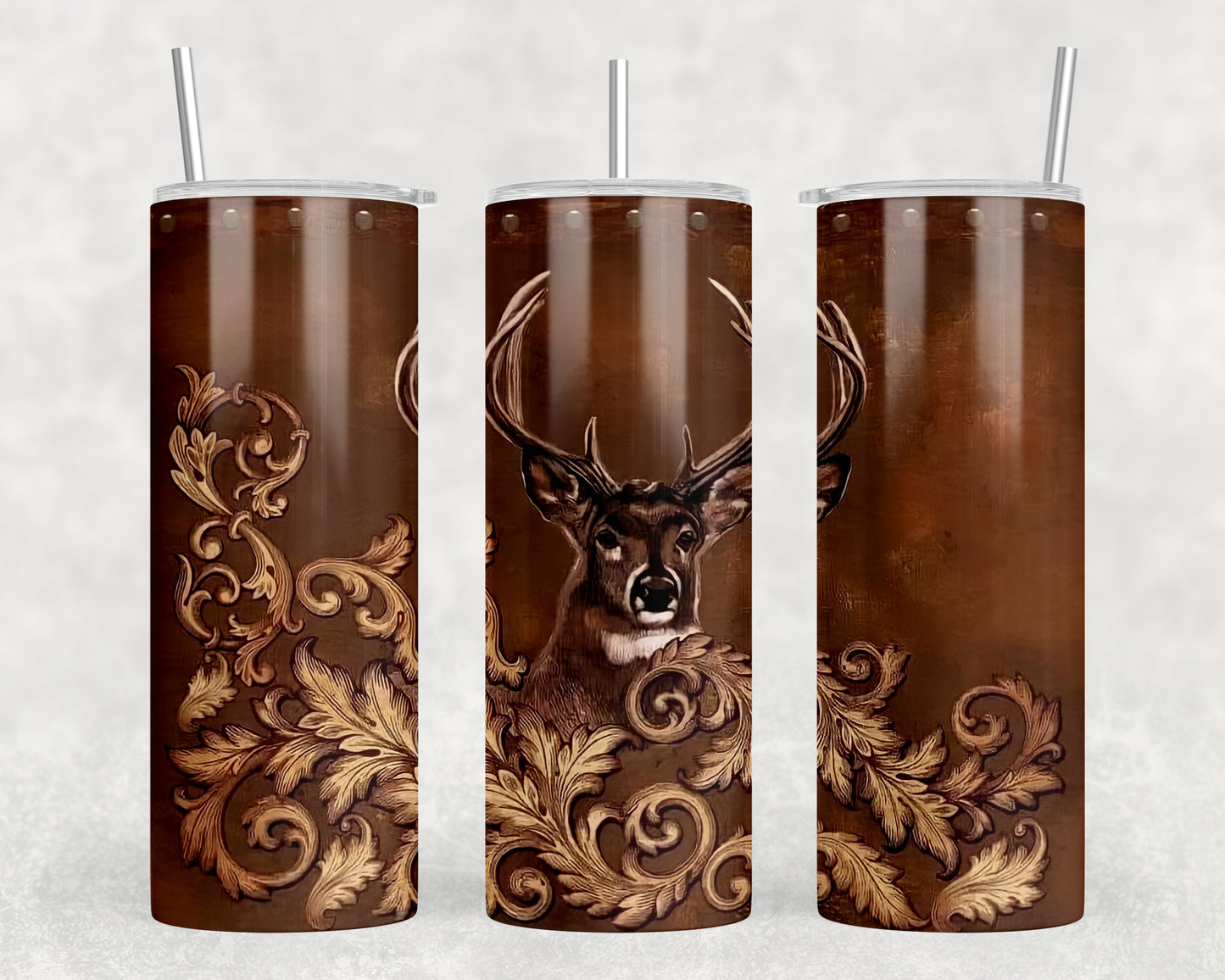 Printed Leather Deer 20oz Skinny Tumbler - 2063