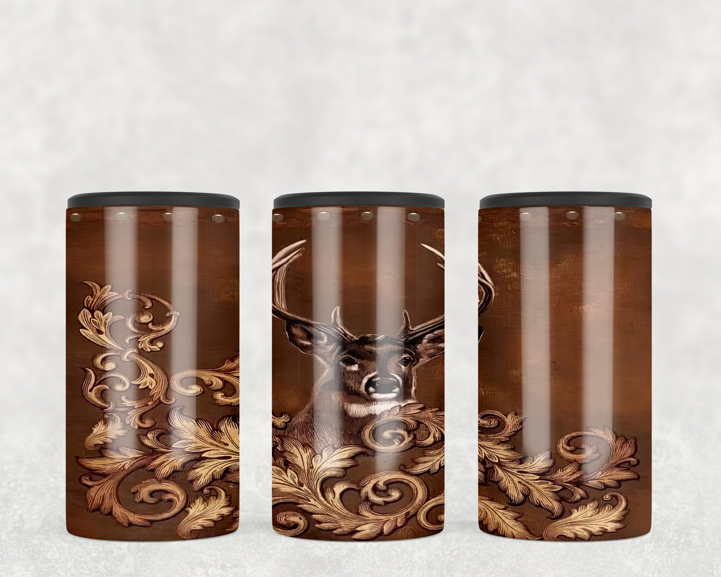 Printed Leather Deer 5-in-1 Can Hugger Tumbler - 2063