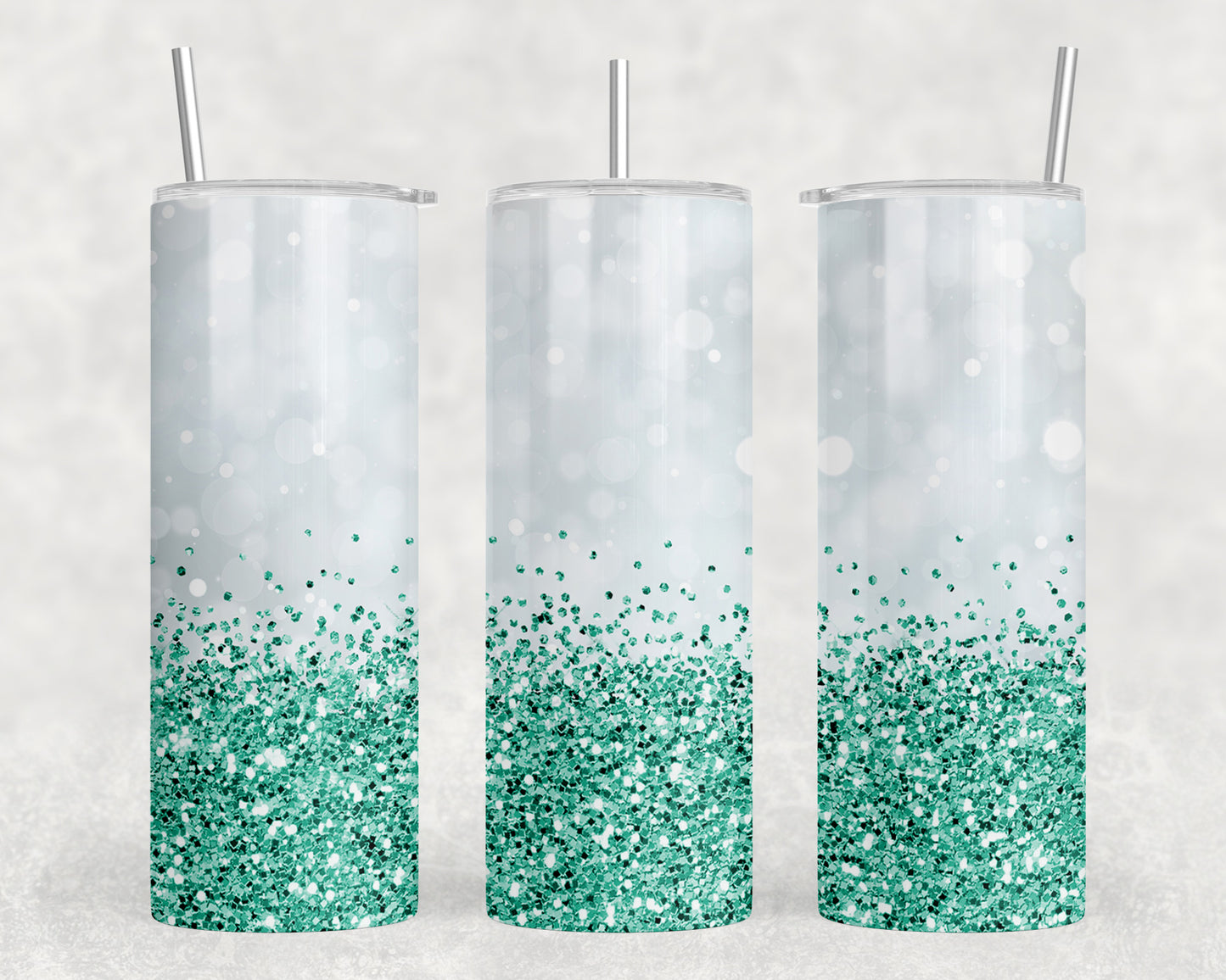 Turquoise Faux Printed Glitter 20oz Skinny Tumbler - 2065