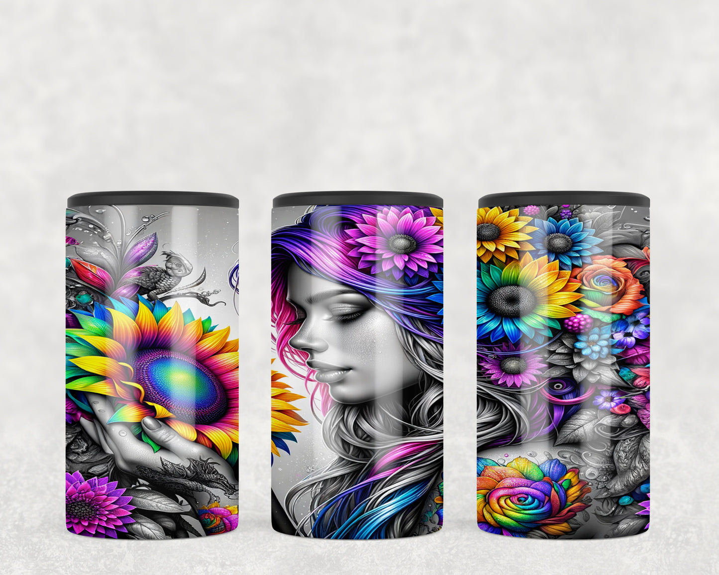 Sunflower Tattoo Girl 5-in-1 Can Hugger Tumbler - 208