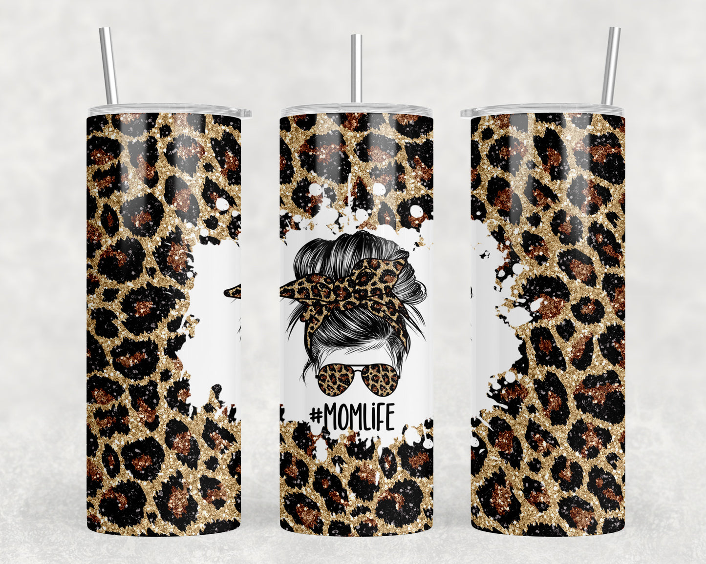 Leopard Print Mom Life 20oz Skinny Tumbler - 2106