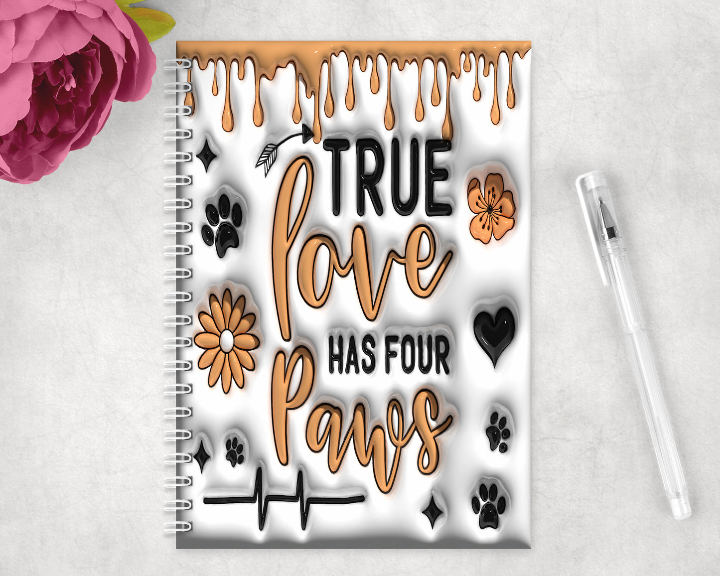 Pets Dogs Cats Paws Inflated Spiral Lined A5 Journal - 210