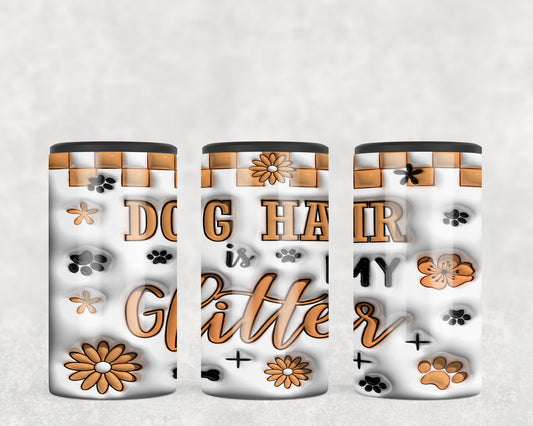 Dog Hair Printed Glitter Inflated 5-in-1 Can Hugger Tumbler - 212