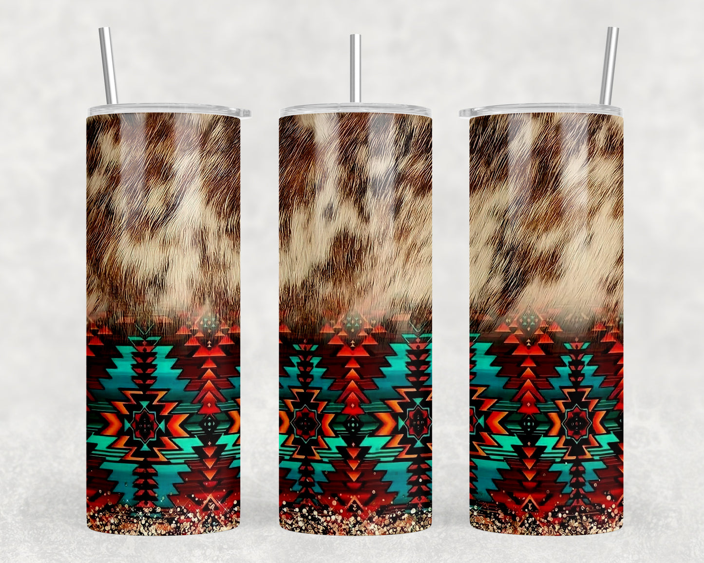 Printed Cowhide Aztec 20oz Skinny Tumbler - 2131