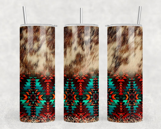 Printed Cowhide Aztec 20oz Skinny Tumbler - 2131