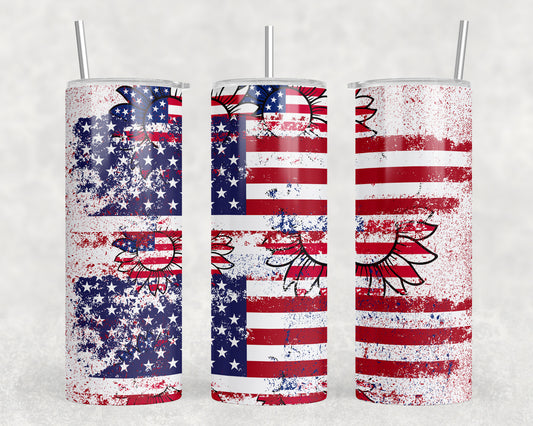 Patriotic Sunflowers 20oz Skinny Tumbler - 2135