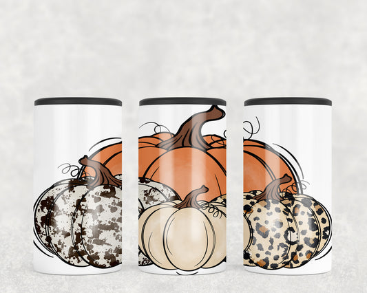 Printed Cowhide Pumpkins 5-in-1 Can Hugger Tumbler - 2137