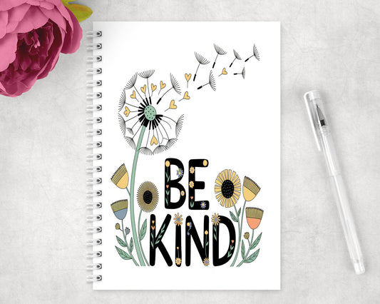 Be Kind Dandelion Spiral Lined A5 Journal - 213