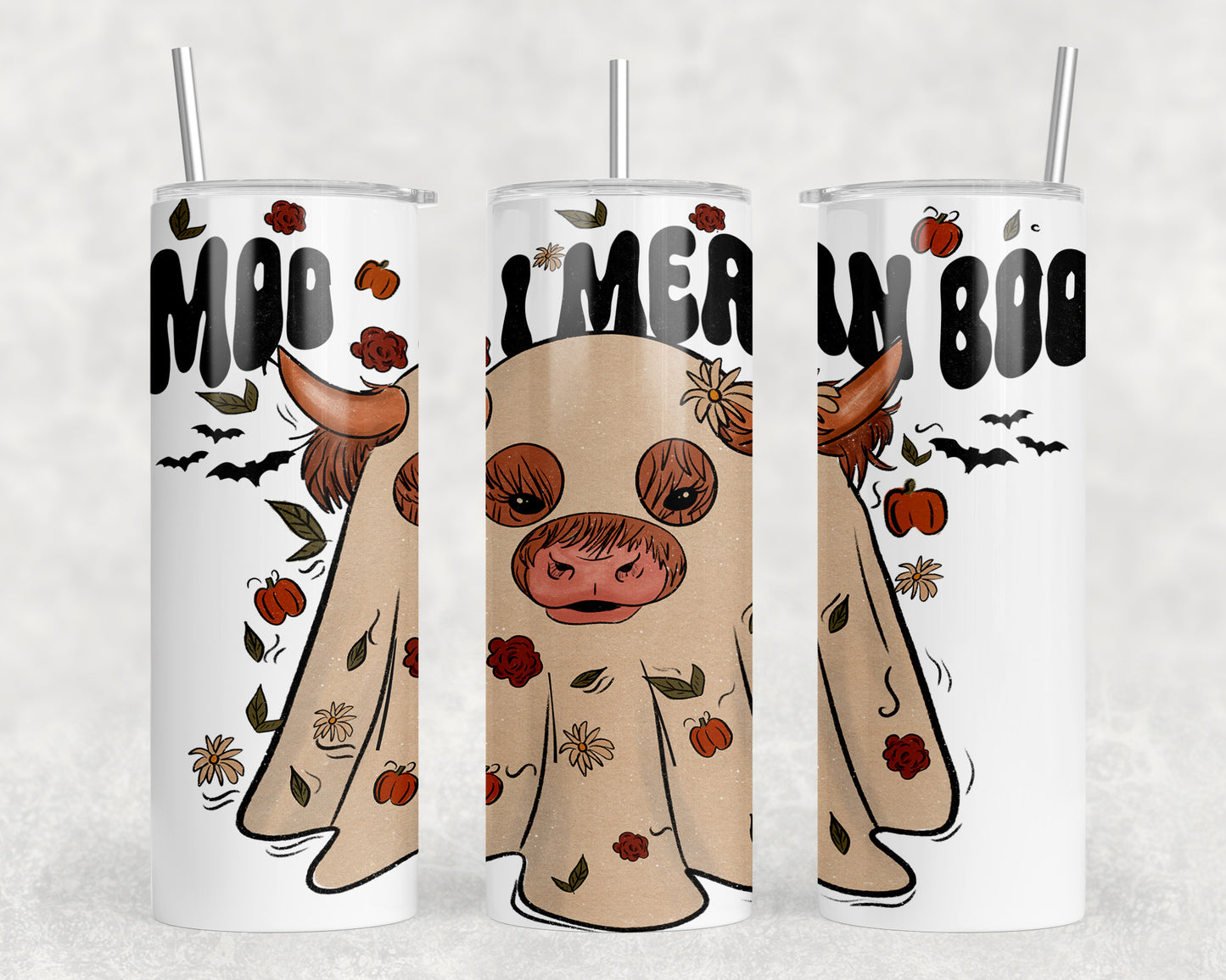 Funny Halloween Moo I Mean Boo 20oz Skinny Tumbler - 2160