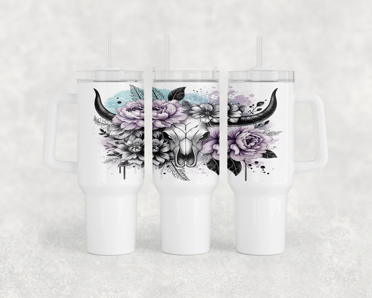 Western Floral Skull 40oz Tumbler - 216