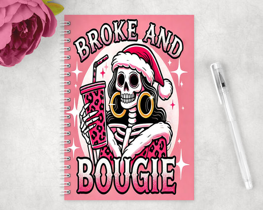 Funny Skeleton Broke and Boujee Spiral Lined A5 Journal - 217