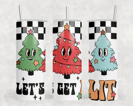 Funny Christmas Let's Get Lit 20oz Skinny Tumbler - 2182