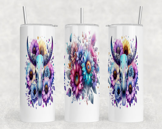 Western Floral Skull 20oz Skinny Tumbler - 218