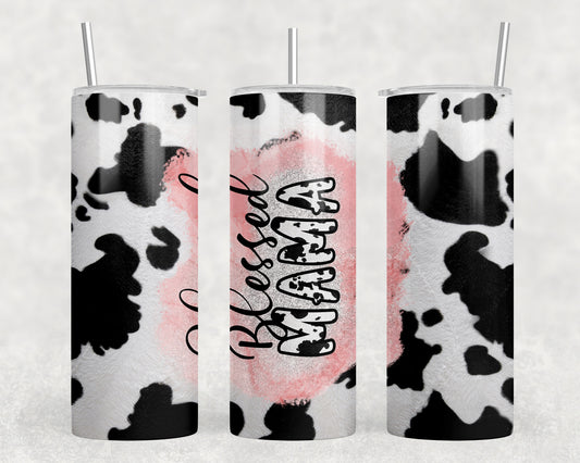 Printed Cowhide Blessed Mama 20oz Skinny Tumbler - 2205