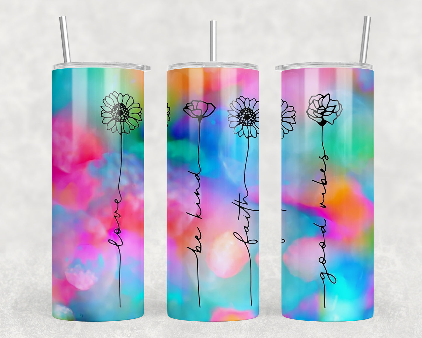 Tie Dye Flowers 20oz Skinny Tumbler - 2207