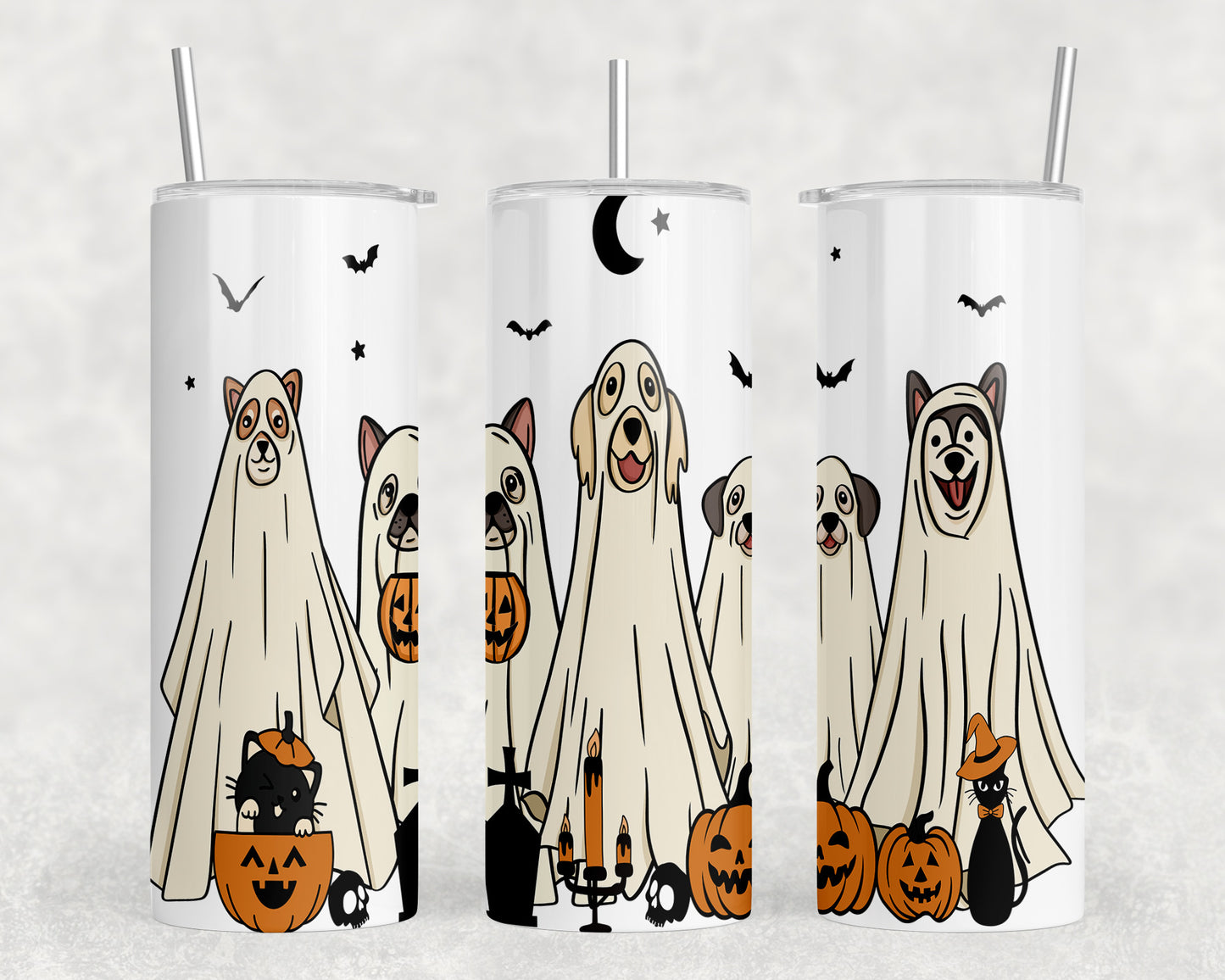 Cute Halloween Ghost Dogs 20oz Skinny Tumbler - 2216