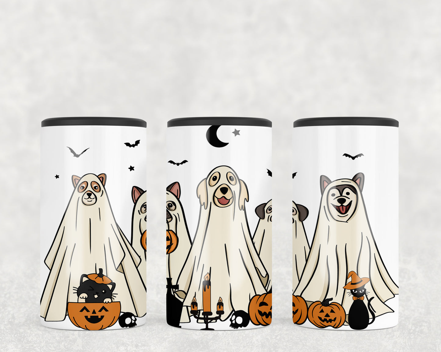 Cute Halloween Ghost Dogs 5-in-1 Can Hugger Tumbler - 2216