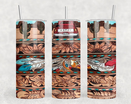 Printed Leather 20oz Skinny Tumbler - 2228