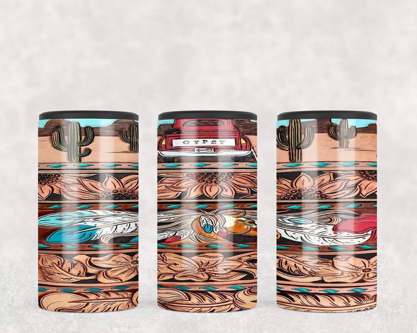 Printed Leather 5-in-1 Can Hugger Tumbler - 2228