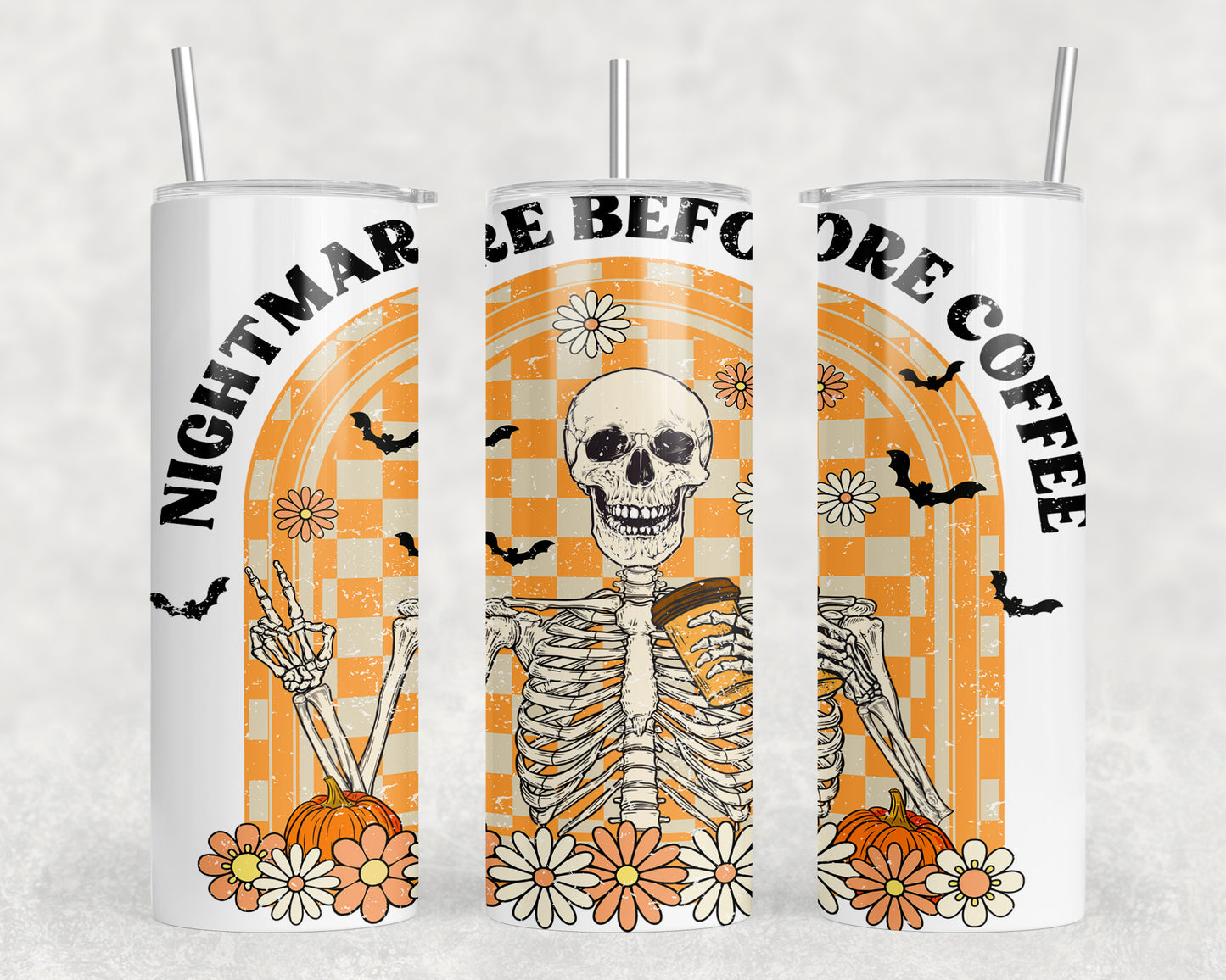 Funny Halloween Coffee Skeleton 20oz Skinny Tumbler - 2230