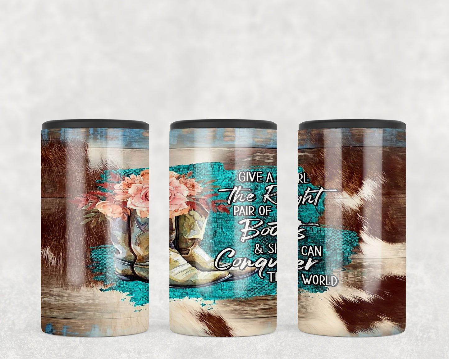 Printed Cowhide Cowboy Boots 5-in-1 Can Hugger Tumbler - 2236