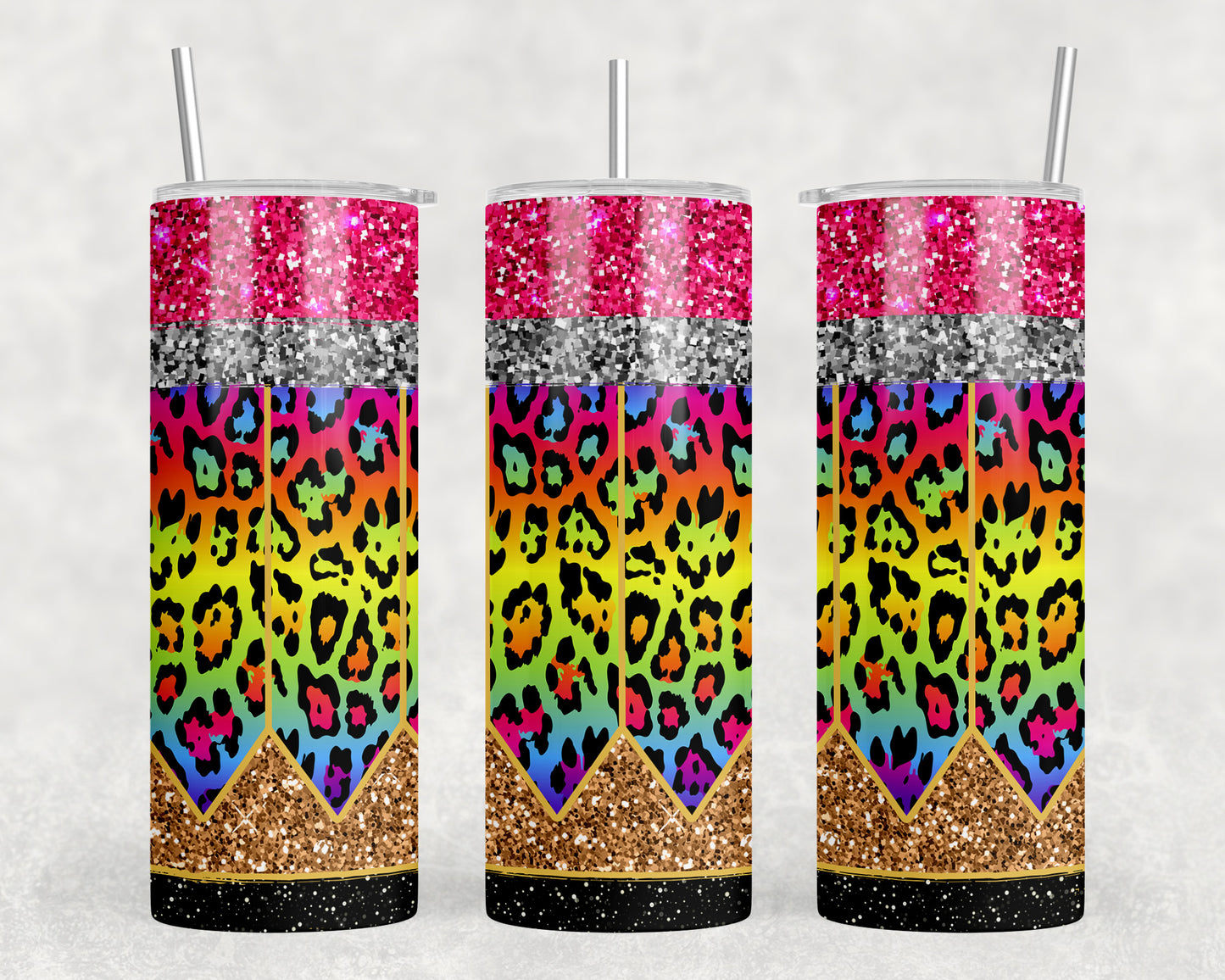 Neon Pencil Teacher School 20oz Skinny Tumbler - 2254