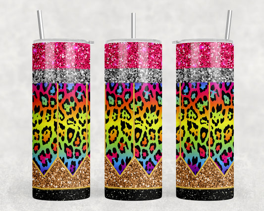 Neon Pencil Teacher School 20oz Skinny Tumbler - 2254